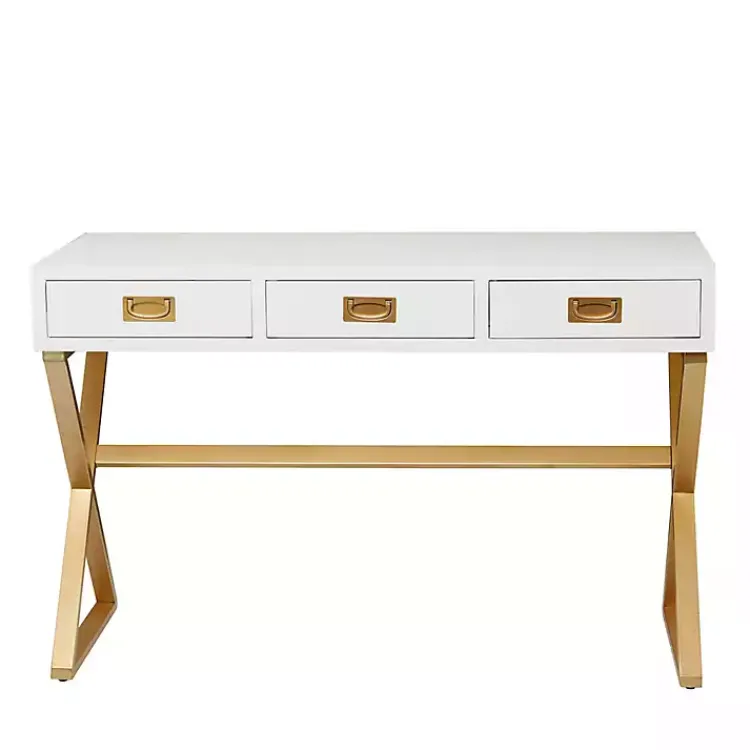 Kirklands Home White and Gold Metal Desk with Outlets Sale