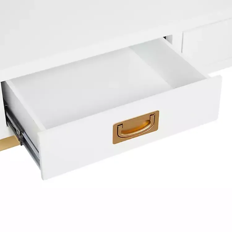 Kirklands Home White and Gold Metal Desk with Outlets Sale