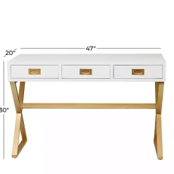 Kirklands Home White and Gold Metal Desk with Outlets Sale