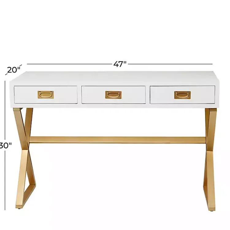 Kirklands Home White and Gold Metal Desk with Outlets Sale