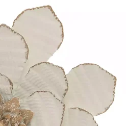 Kirklands Home and Gold Metal Flower Small Wall Plaque White