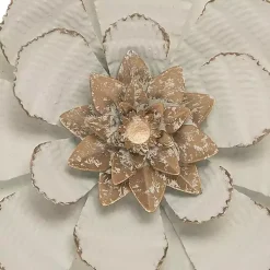 Kirklands Home and Gold Metal Flower Small Wall Plaque White