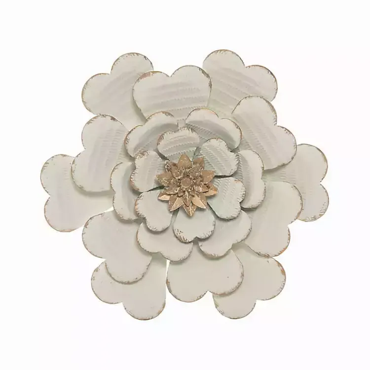 Kirklands Home and Gold Metal Flower Large Wall Plaque White Clearance