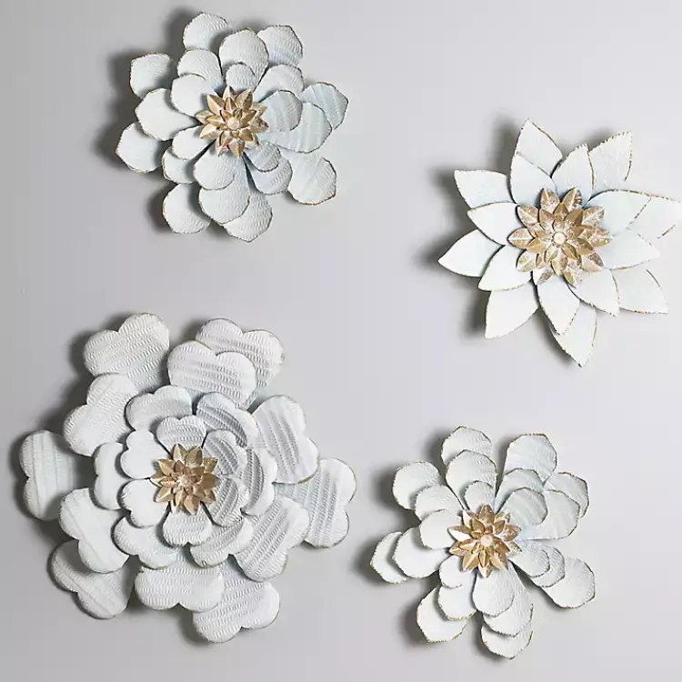 Kirklands Home and Gold Metal Flower Large Wall Plaque White Clearance