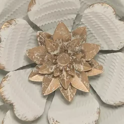 Kirklands Home and Gold Metal Flower Large Wall Plaque White Clearance