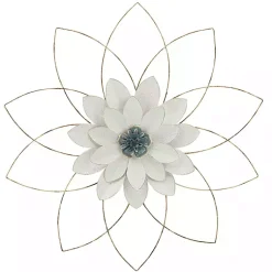 Kirklands Home White and Gold Metal Flower Wall Plaque Discount