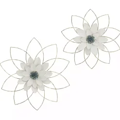 Kirklands Home White and Gold Metal Flower Wall Plaque Discount