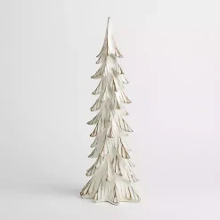 Christmas Decorations>Kirklands Home White and Gold Pine Tree Figurine, 21in.