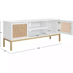 Kirklands Home and Gold Rattan Media Cabinet White Discount