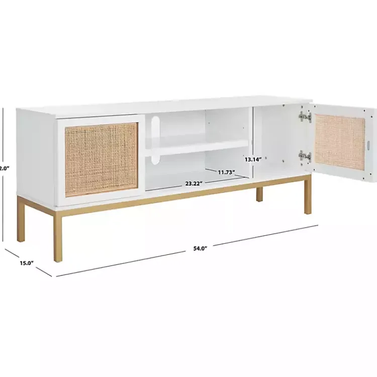 Kirklands Home and Gold Rattan Media Cabinet White Discount