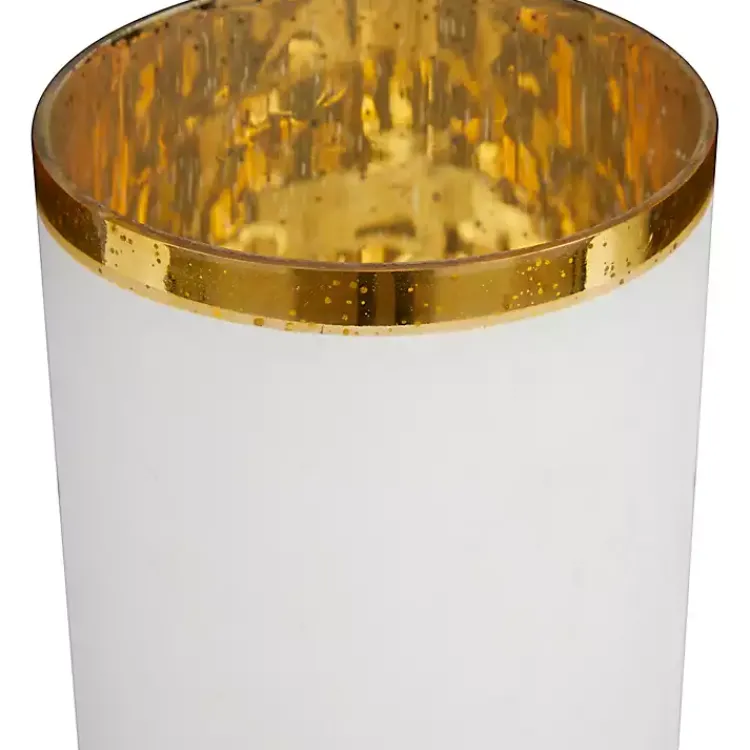 Candle Holders>Kirklands Home White and Golden Goblet 3-pc. Candle Holder Set