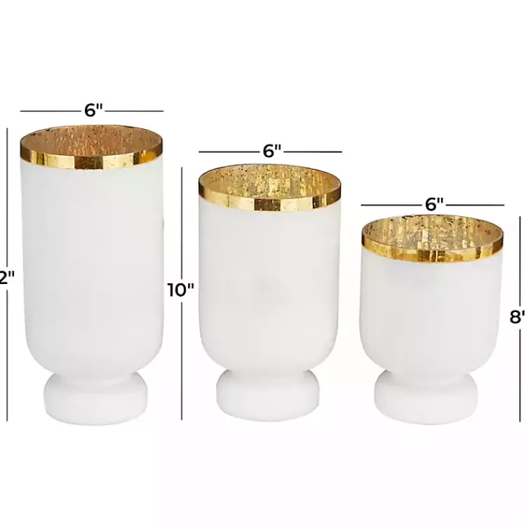 Candle Holders>Kirklands Home White and Golden Goblet 3-pc. Candle Holder Set