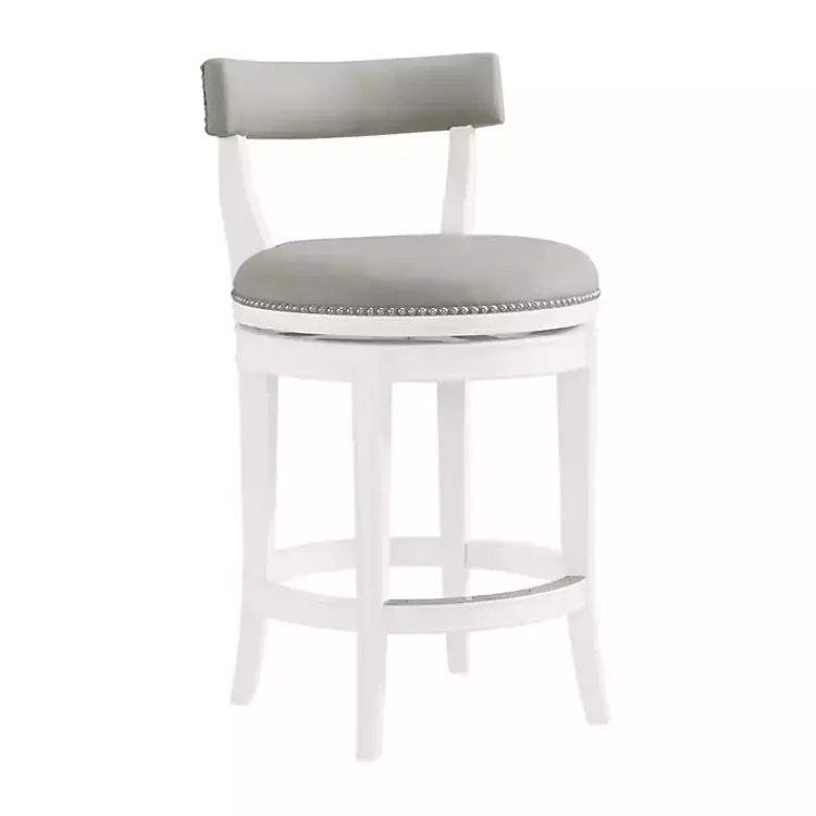Kirklands Home White and Faux Leather Swivel Counter Stool Gray Sale