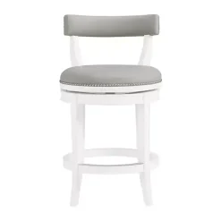 Kirklands Home White and Faux Leather Swivel Counter Stool Gray Sale