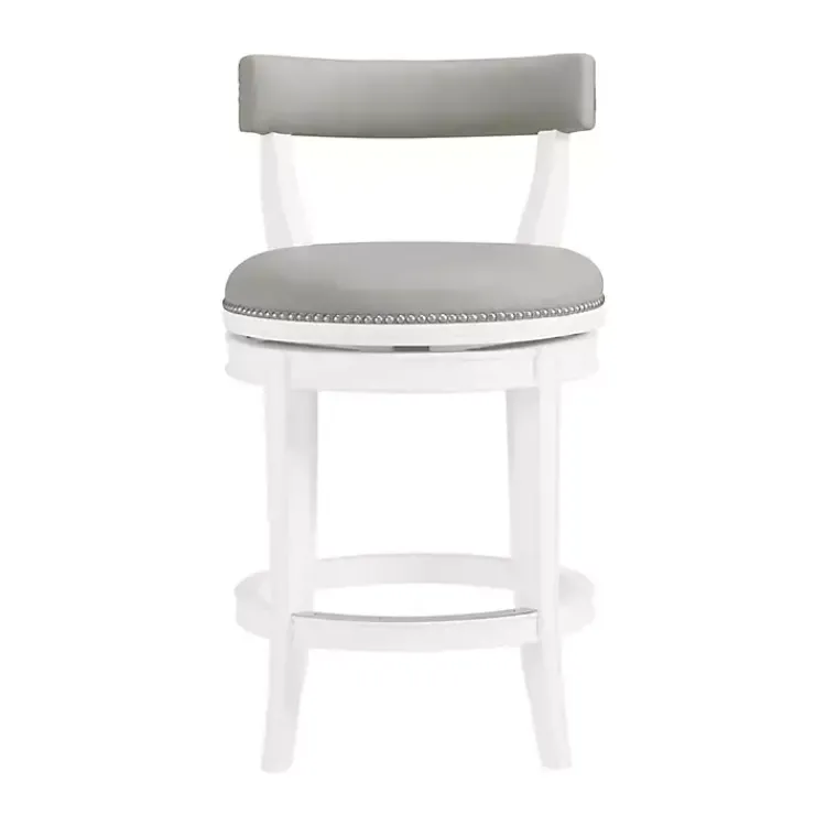 Kirklands Home White and Faux Leather Swivel Counter Stool Gray Sale