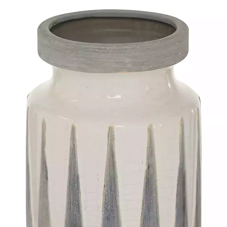 Vases>Kirklands Home White and Gray Geometric Triangle Vase, 17 in.