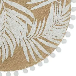 Kirklands Home White and Natural Fern Round Placemats, Set of 6 New