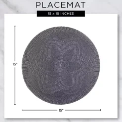 Kirklands Home White and Natural Fern Round Placemats, Set of 6 New