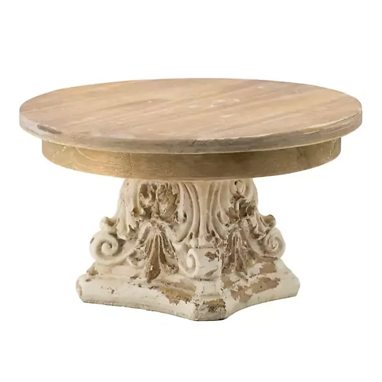 Decorative Trays>Kirklands Home White and Natural Round Plate Stand
