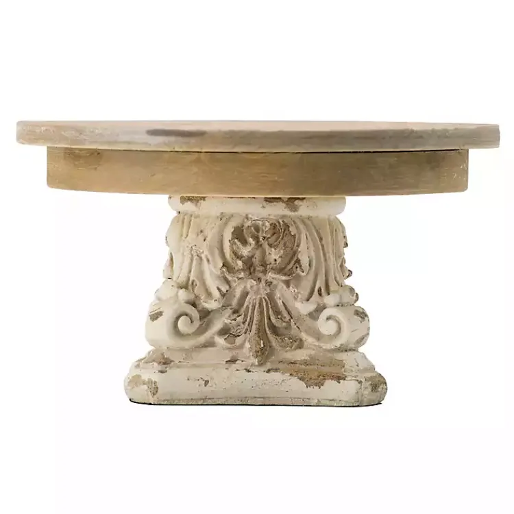 Decorative Trays>Kirklands Home White and Natural Round Plate Stand