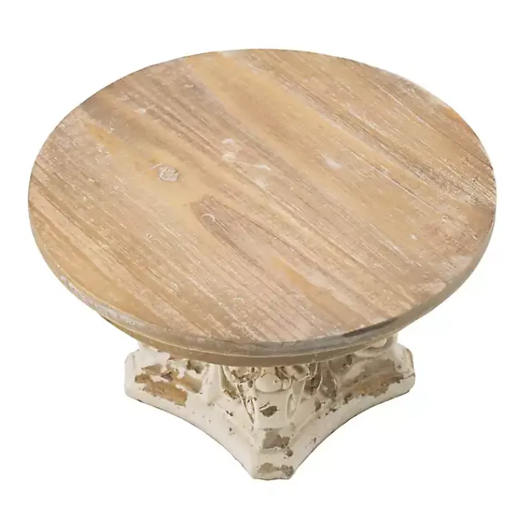 Decorative Trays>Kirklands Home White and Natural Round Plate Stand
