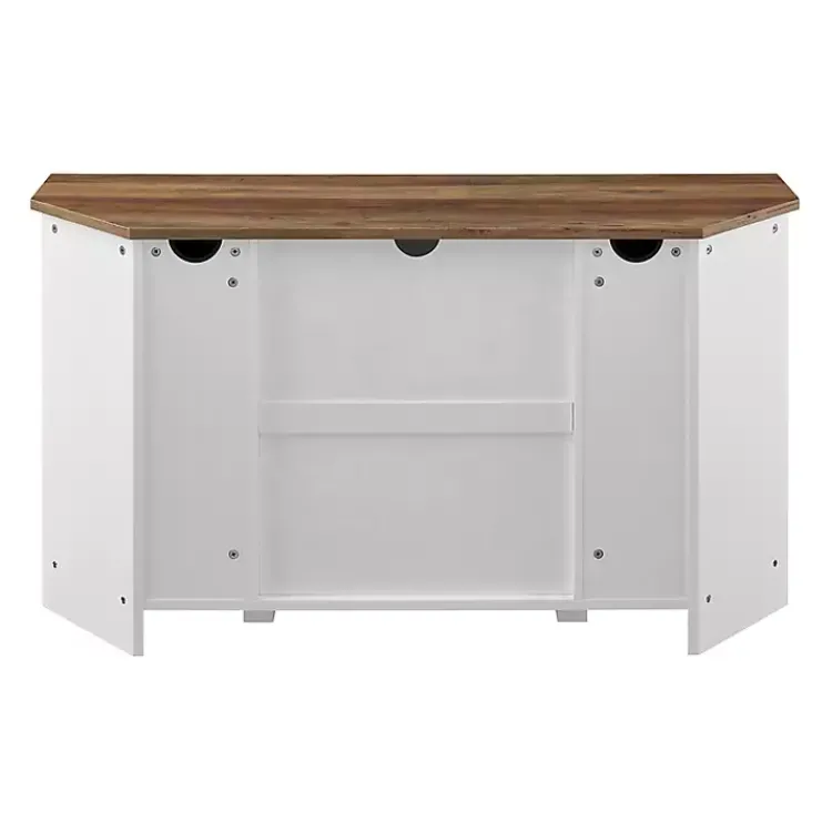 Kirklands Home and Natural Sliding Barn Door TV Stand White Clearance