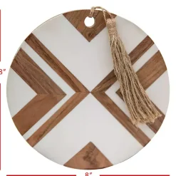 Kirklands Home White and Natural Wood Geometric Cutting Board Best