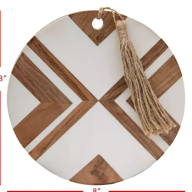 Kirklands Home White and Natural Wood Geometric Cutting Board Best