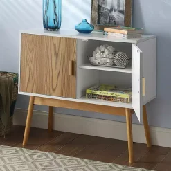 Kirklands Home and Natural Wood Reversible Doors Cabinet White Online