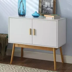 Kirklands Home and Natural Wood Reversible Doors Cabinet White Online