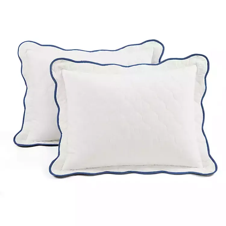 Kirklands Home White and Navy Scallop 3-pc. King Quilt Set Sale