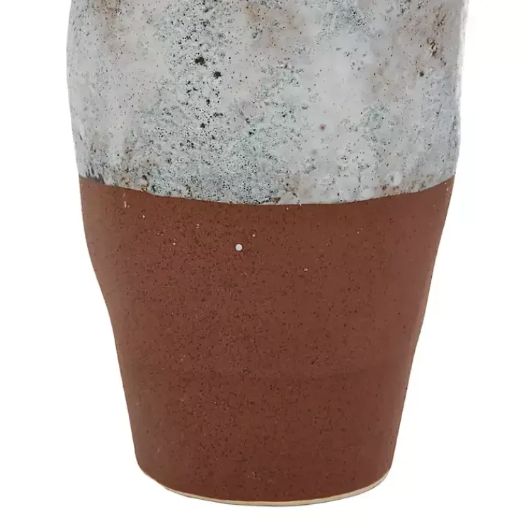 Vases>Kirklands Home White and Rust Brown Ceramic Vase, 14 in.