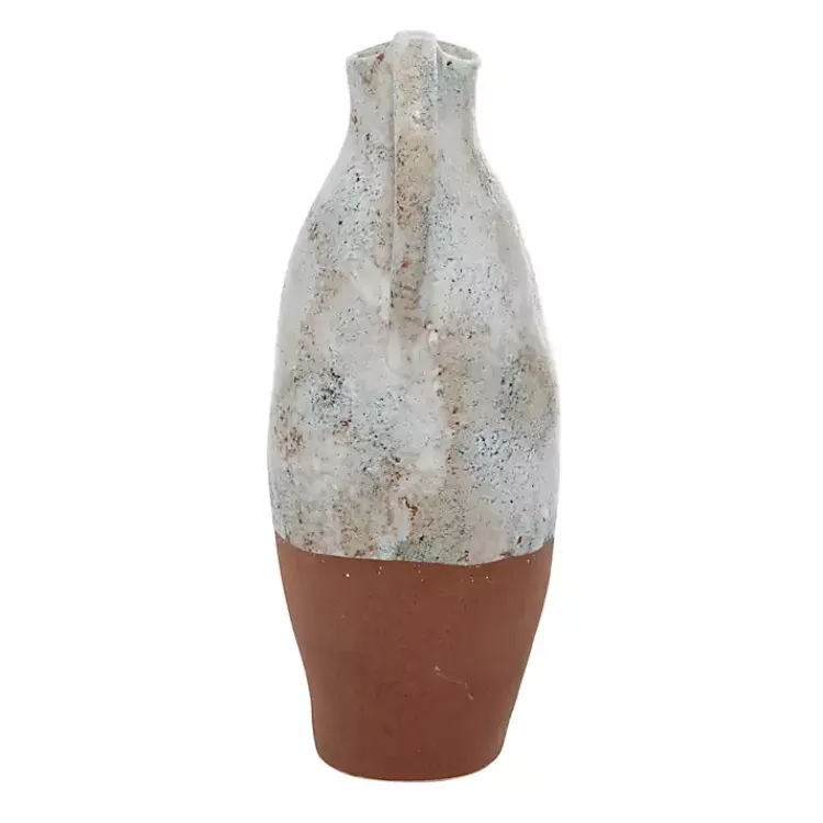 Vases>Kirklands Home White and Rust Brown Ceramic Vase, 14 in.