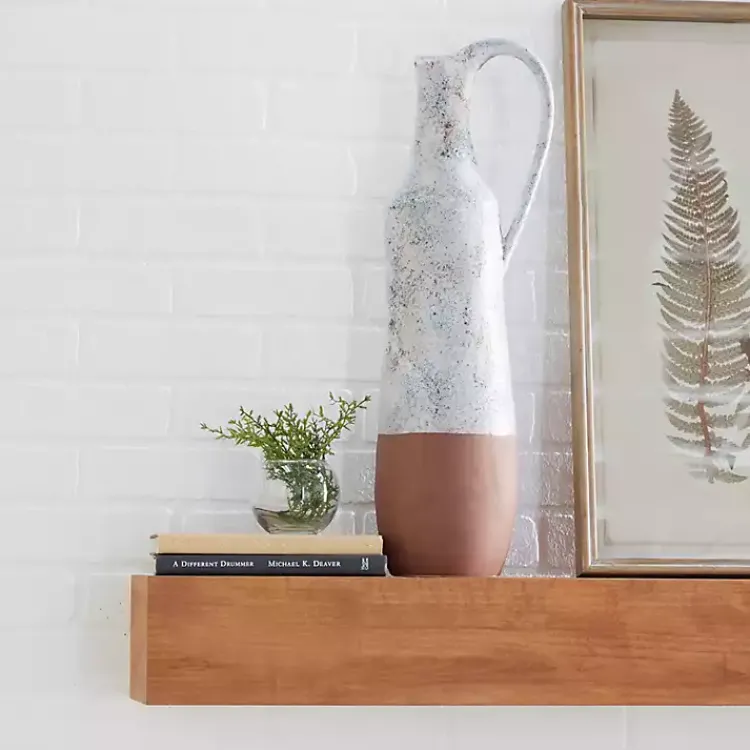Vases>Kirklands Home White and Rust Brown Ceramic Vase, 23 in.