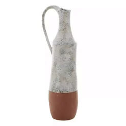 Vases>Kirklands Home White and Rust Brown Ceramic Vase, 23 in.