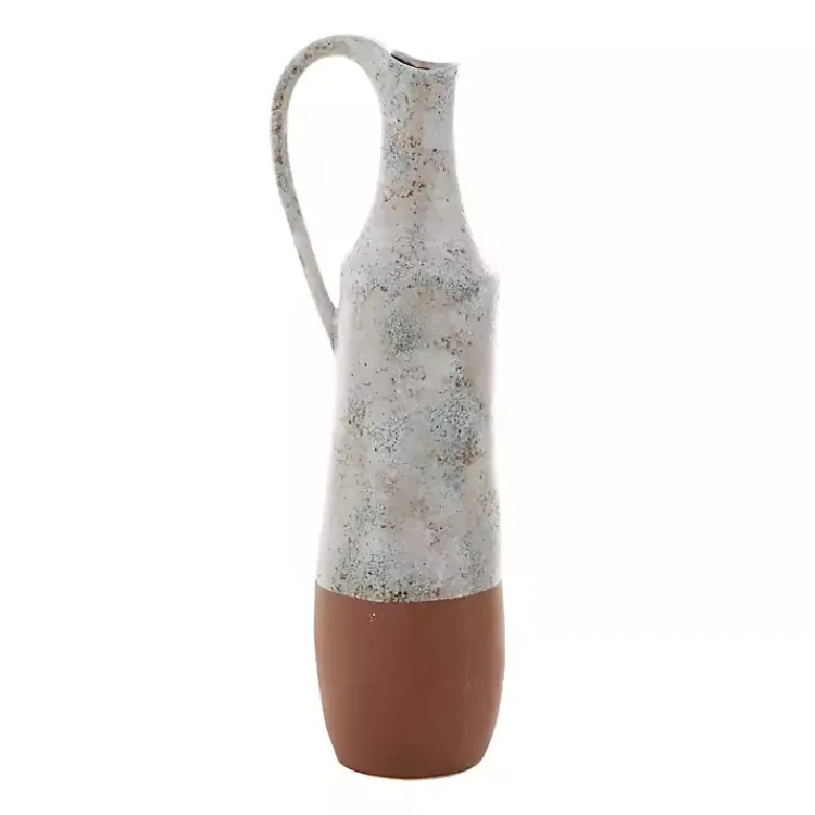 Vases>Kirklands Home White and Rust Brown Ceramic Vase, 23 in.