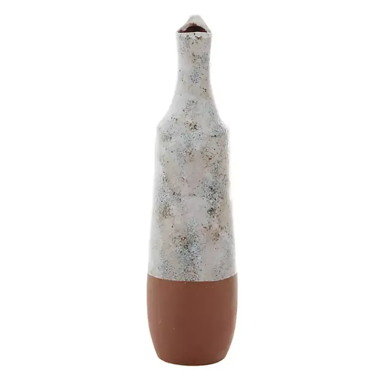 Vases>Kirklands Home White and Rust Brown Ceramic Vase, 23 in.