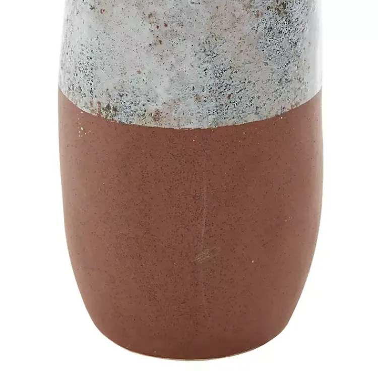 Vases>Kirklands Home White and Rust Brown Ceramic Vase, 23 in.