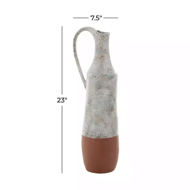 Vases>Kirklands Home White and Rust Brown Ceramic Vase, 23 in.