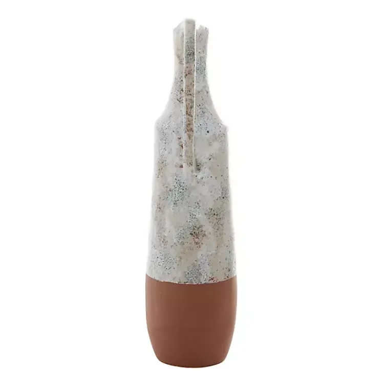 Vases>Kirklands Home White and Rust Brown Ceramic Vase, 23 in.