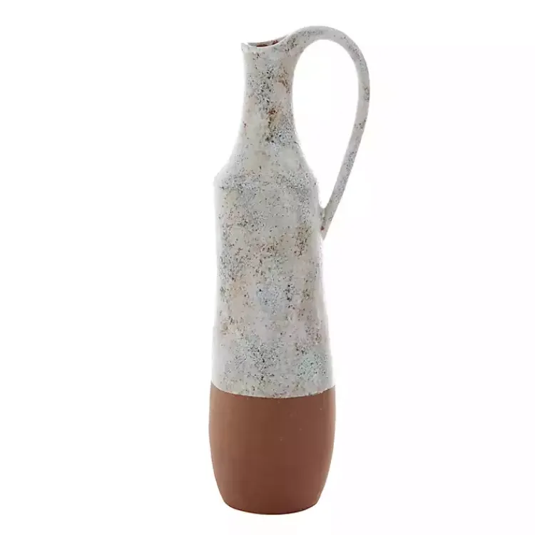 Vases>Kirklands Home White and Rust Brown Ceramic Vase, 23 in.