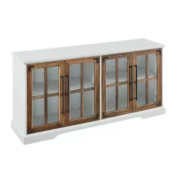 Kirklands Home and Rustic Oak Glass Door TV Stand White Hot