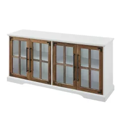 Kirklands Home and Rustic Oak Glass Door TV Stand White Hot
