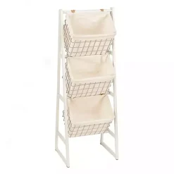 Baskets & Boxes>Kirklands Home White and Silver Basket Tower
