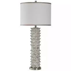 Kirklands Home White and Silver Carved Tallulah Buffet Lamp Best