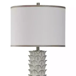 Kirklands Home White and Silver Carved Tallulah Buffet Lamp Best