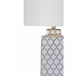 Kirklands Home and Silver Quatrefoil Table Lamp White