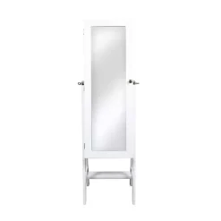 Kirklands Home and Silver Wood Mirror Armoire White New