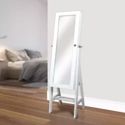 Kirklands Home and Silver Wood Mirror Armoire White New