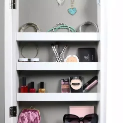 Kirklands Home and Silver Wood Mirror Armoire White New
